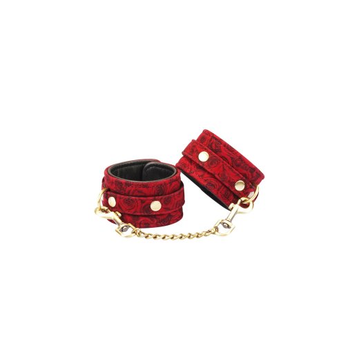 LIEBE SEELE Kinbaku Ukiyoe Luxury Leather Hand Cuffs Red Rosy