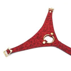 LIEBE SEELE Kinbaku Ukiyoe Luxury Leather Strap-On Harness Red Rosy
