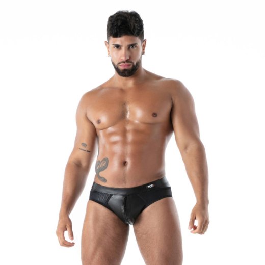 TOF Kinky Full Zip Brief Schwarz