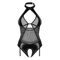 OBSESSIVE Dominna Teddy mit offenem Schritt Schwarz