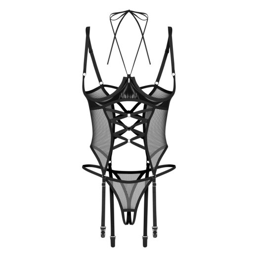 OBSESSIVE Dominna Dessous-Set mit offenen Cups & String 2-teilig Schwarz