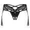 OBSESSIVE Dominna Crotchless Thong mit Garter-Straps Schwarz