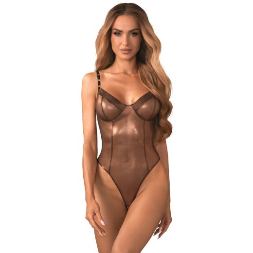 OBSESSIVE Soranna Teddy mit offenem Schritt Gold