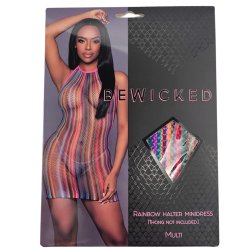 BE WICKED Rainbow Halter Minid Dess One Size