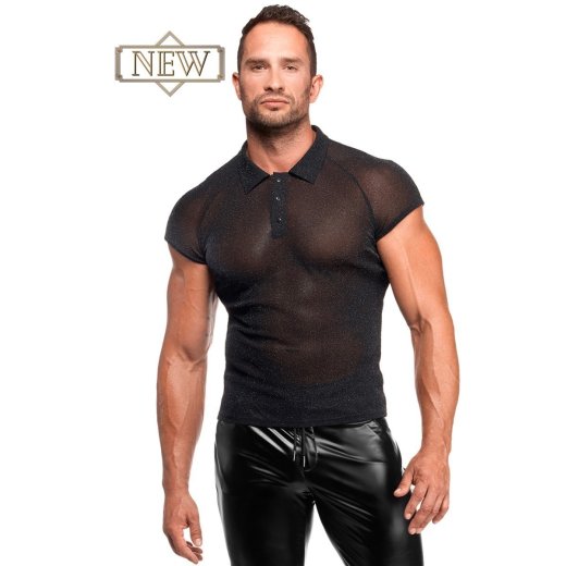 NOIR HANDMADE Onyx Elastic Mesh Polo Schwarz