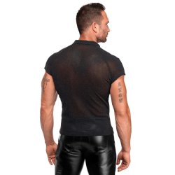 NOIR HANDMADE Onyx Elastic Mesh Polo Schwarz