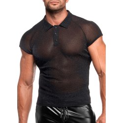 NOIR HANDMADE Onyx Elastic Mesh Polo Schwarz