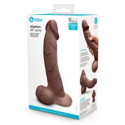 B-VIBE Slipskin Girthy Curvy Dildo Ø 5,6 cm x 25,0 cm Braun