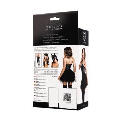 GLOSSY Erolanta Wetlook Kleid mit Tüll Schwarz