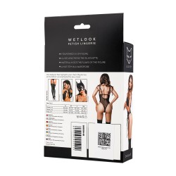 GLOSSY Erolanta Wetlook Bodysuit mit Schnürung & Mesh-Rücken Schwarz