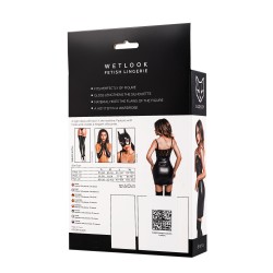 GLOSSY Erolanta Wetlook Kleid mit Spitze & Hakenverschluss Schwarz