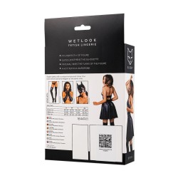 GLOSSY Erolanta Wetlook Neckholder-Kleid mit Metallösen Schwarz