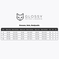 GLOSSY Erolanta Wetlook Set (Mesh-Kleid, BH & Panty) Schwarz L