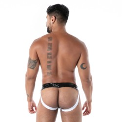TOF Zipped Jock Latex Second Skin Schwarz/Weiss