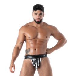 TOF Zipped Jock Latex Second Skin Schwarz/Weiss