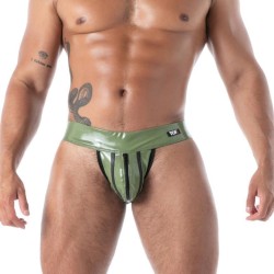 TOF Zipped Jock Latex Second Skin Khaki/Schwarz