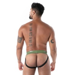 TOF Zipped Jock Latex Second Skin Khaki/Schwarz