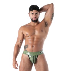 TOF Zipped Jock Latex Second Skin Khaki/Schwarz