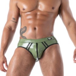 TOF Bottomless Brief Latex Second Skin Khaki/Schwarz