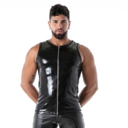 TOF Zipped Tank Top Latex Second Skin Schwarz