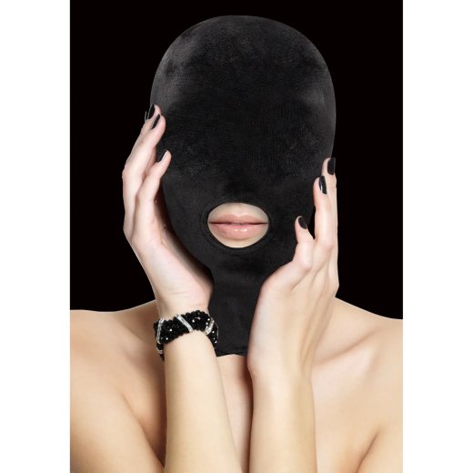 OUCH Velvet Mask mit Mundöffnung Schwarz
