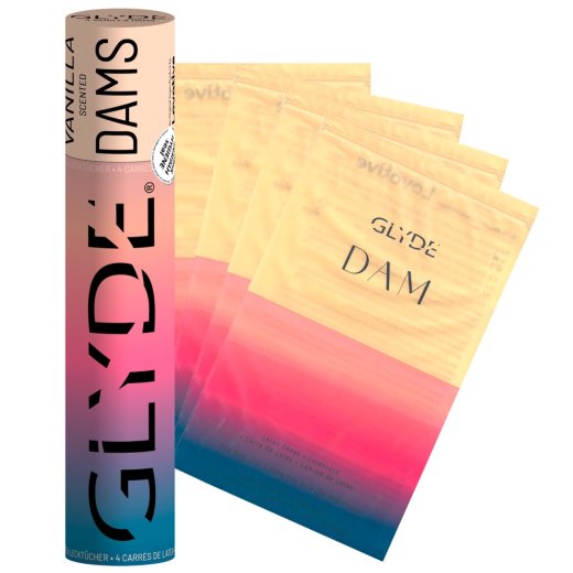 GLYDE DAMS Latex-Tücher für Oralsex Vegan 4 St. Vanille