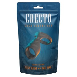 ERECTO Penismanschette mit Hodenring aus Silikon Schwarz