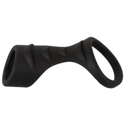 ERECTO Penismanschette mit Hodenring aus Silikon Schwarz