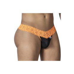 CANDYMAN Spitzen-String Beltis Schwarz/Orange