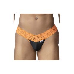 CANDYMAN Spitzen-String Beltis Schwarz/Orange