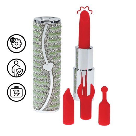 LOVELINE Candy Lipstick Vibrator mit 4 Aufsätzen Grün