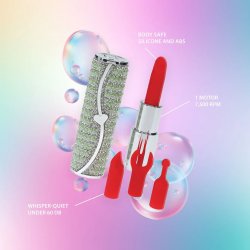LOVELINE Candy Lipstick Vibrator mit 4 Aufsätzen Grün