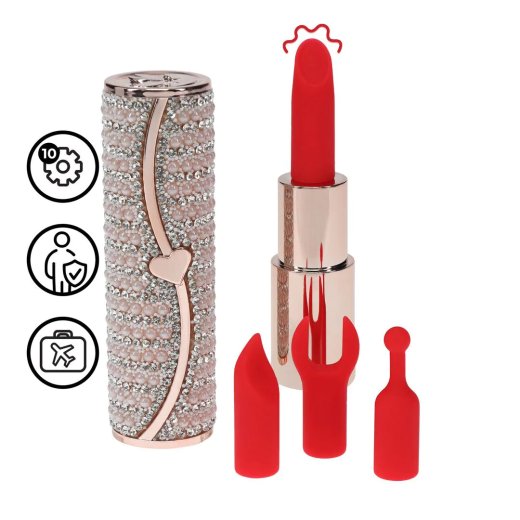 LOVELINE Candy Lipstick Vibrator mit 4 Aufsätzen Pink