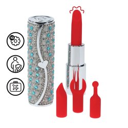LOVELINE Tiffany Lipstick Vibrator mit 4 Aufsätzen Blau