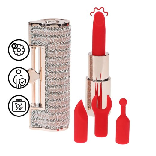 LOVELINE Angel Lipstick Vibrator mit 4 Aufsätzen Pink