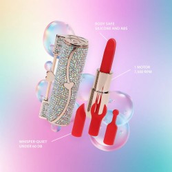 LOVELINE Sparkle Lipstick Vibrator mit 4 Aufsätzen Irisierend