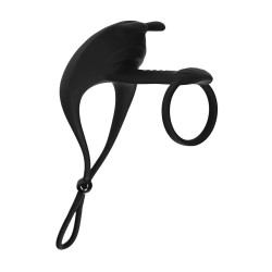 LEVELZ Adjustable Bunny Vibrating Silicone Lasso Cockring & Shaft Loop Schwarz