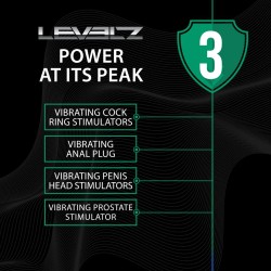 LEVELZ Adjustable Bunny Vibrating Silicone Lasso Cockring & Shaft Loop Schwarz
