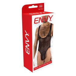ENVY Fierce Deep-V Mesh Bodysuit Schwarz OS