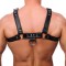 THE RED Premium Leder Bulldog Harness Schwarz/ Silber