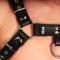 THE RED Premium Leder Bulldog Harness Schwarz/ Silber
