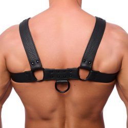 THE RED Bulldog Lederharness mit Druckknöpfen Schwarz