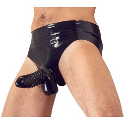 THE LATE X COLLECTION Slip mit Penis- und Hodensleeve aus Latex Schwarz