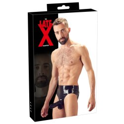 THE LATE X COLLECTION Slip mit Penis- und Hodensleeve aus Latex Schwarz
