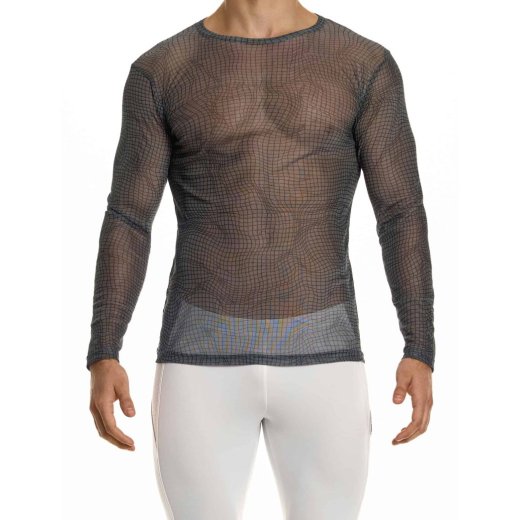MODUS VIVENDI Abstract Net Long Sleeve Shirt Grau