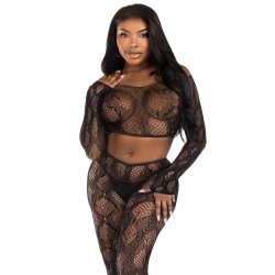 LEG AVENUE Python Crop Top & Footless Tights One Size...