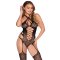 LEG AVENUE Lace Halter Teddy mit Stockings One Size Schwarz