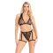 LEG AVENUE Lace Bra Top & Panty mit Garters One Size Schwarz