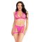 LEG AVENUE Lace Bra Top & Panty mit Garters One Size Pink