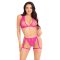 LEG AVENUE Lace Bra Top & Panty mit Garters One Size Pink